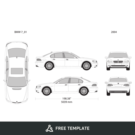 2004 BMW 7 free vector vehicle wrap template - GravBase