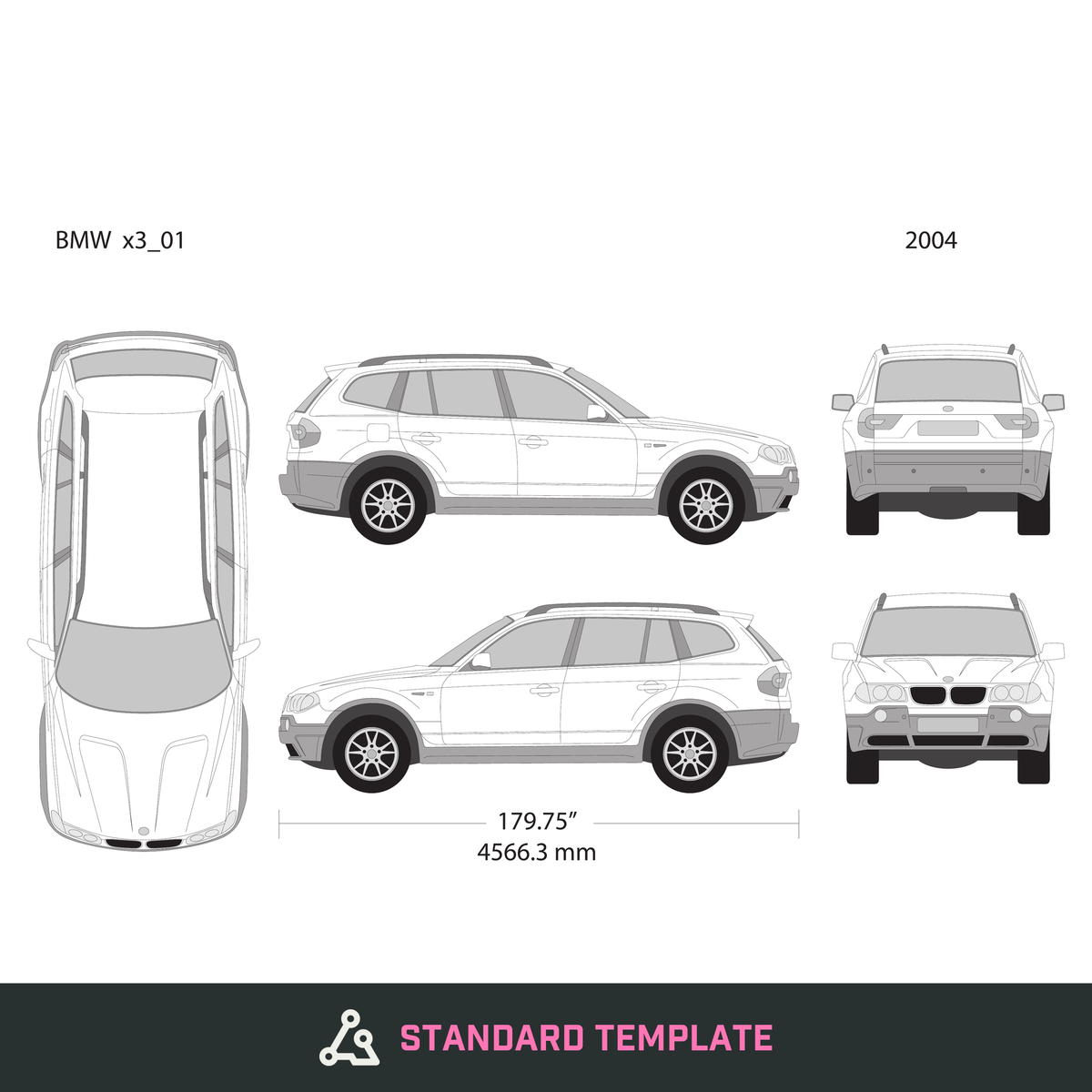 2004 BMW X3 vector wrap template, Design-Ready PDF - GravBase