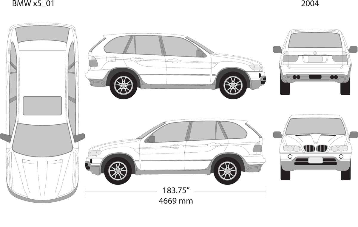 2004 BMW X5 vector wrap template, Design-Ready PDF - GravBase
