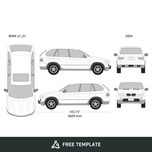 2004 BMW X5 free vector vehicle wrap template - GravBase