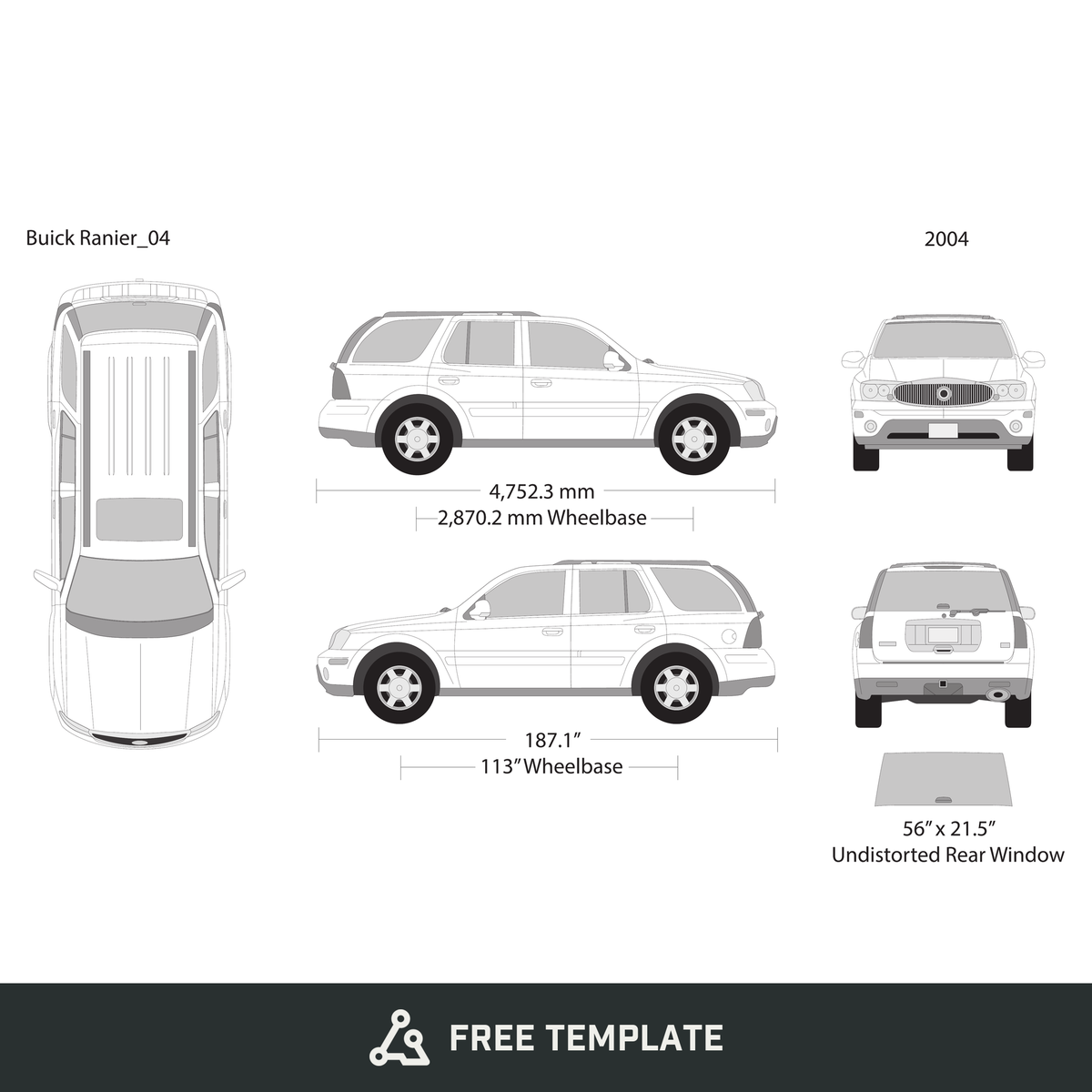 2004 Buick Ranier free vector vehicle wrap template - GravBase