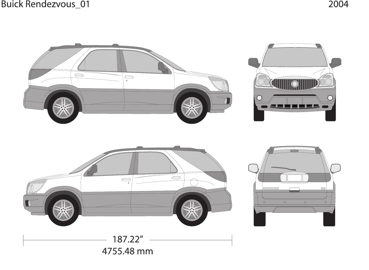 2004 Buick Rendezvous vector wrap template, Design-Ready PDF - GravBase