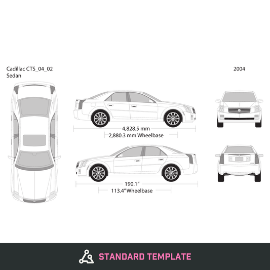 2004 Cadillac CTS vector wrap template, Design-Ready PDF - GravBase