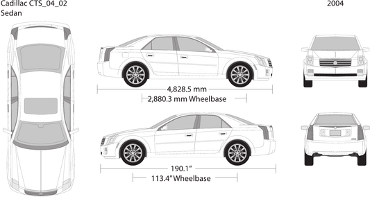 2004 Cadillac CTS vector wrap template, Design-Ready PDF - GravBase