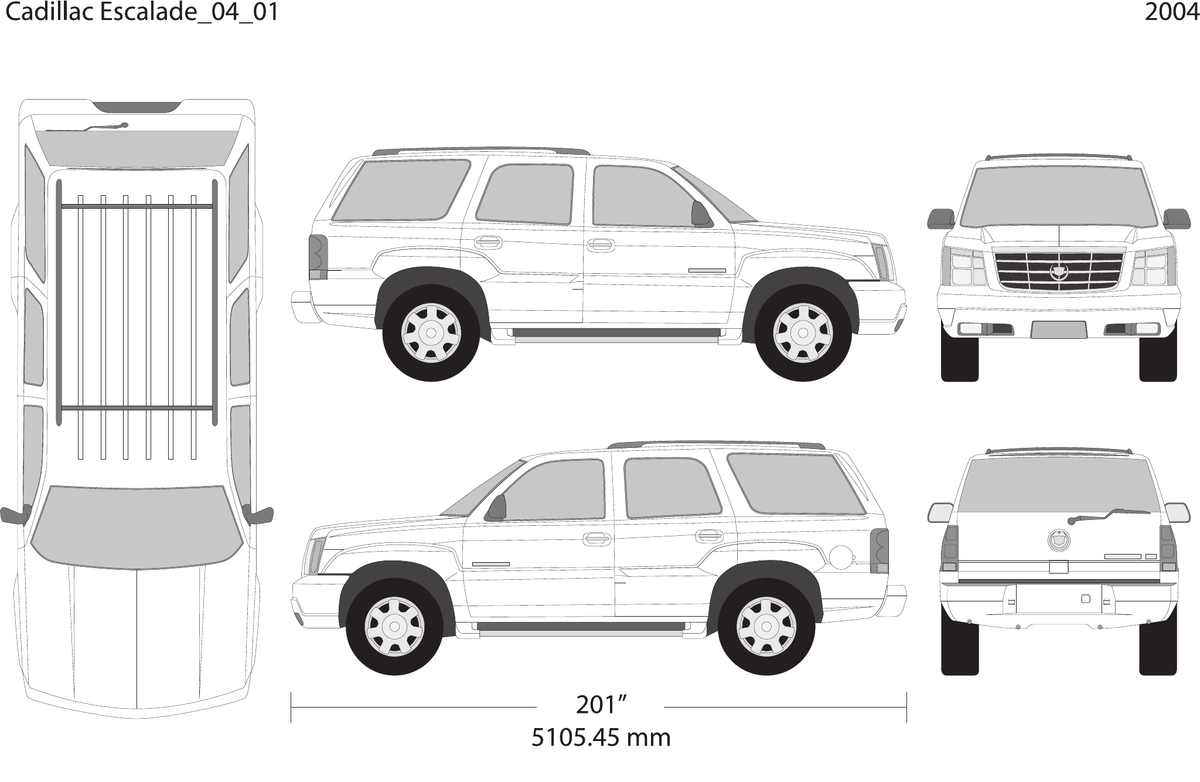 2004 Cadillac Escalade Vector Wrap Template - GravBase