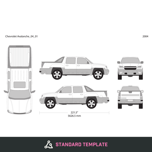 2004 Chevy Avalanche vector wrap template, Design-Ready PDF - GravBase