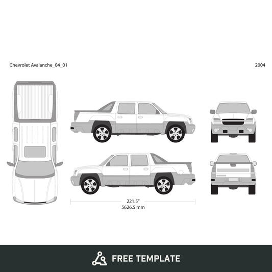 2004 Chevy Avalanche free vector vehicle wrap template - GravBase