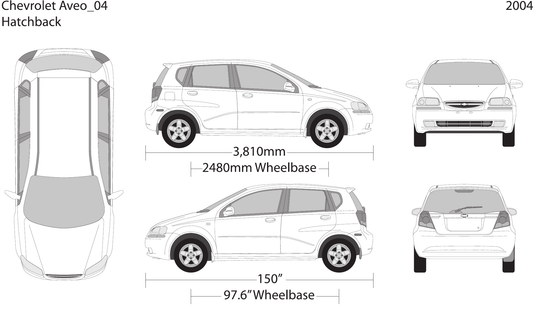 2004 Chevy Aveo Hatchback vector wrap template, Design-Ready PDF - GravBase