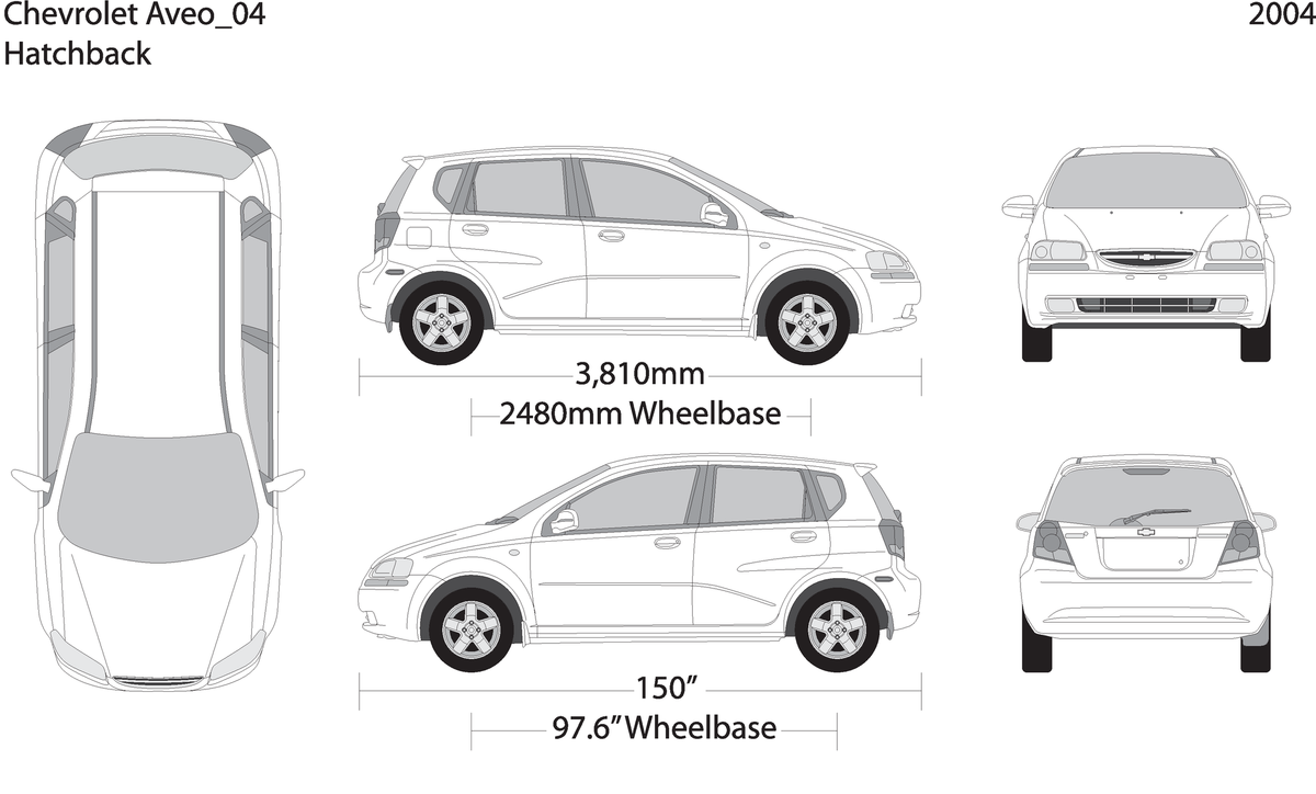 2004 Chevy Aveo Hatchback V04 Vehicle Wrap Template