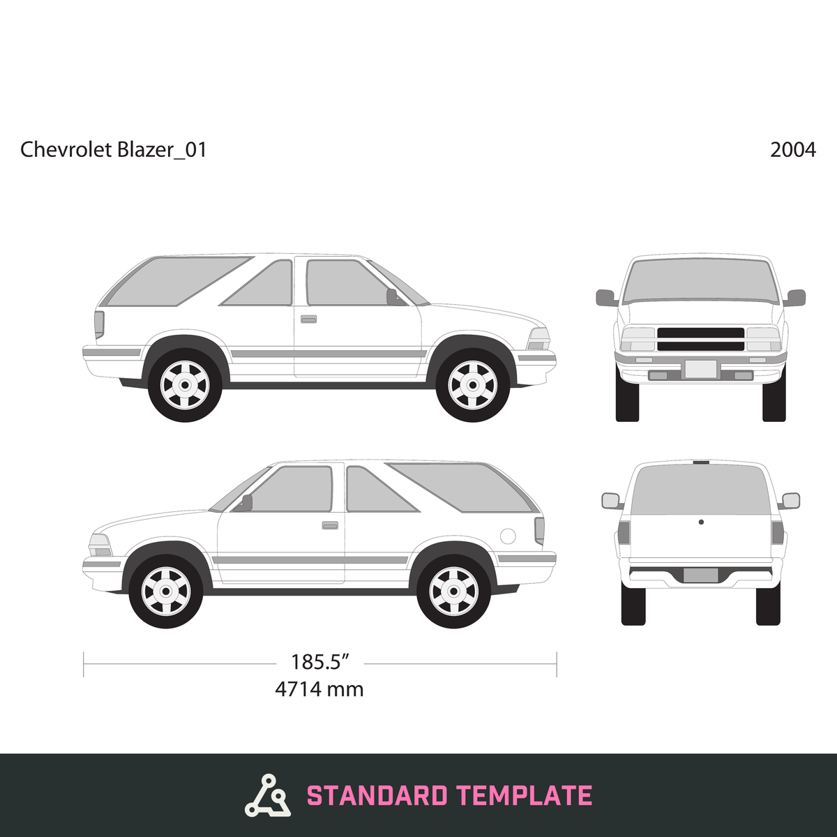 2004 Chevy Blazer vector wrap template V01, Design-Ready PDF - GravBase