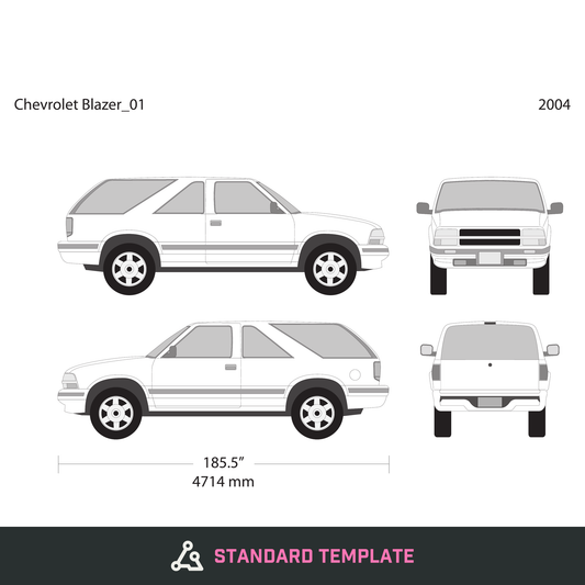 2004 Chevy Blazer vector wrap template V01, Design-Ready PDF - GravBase