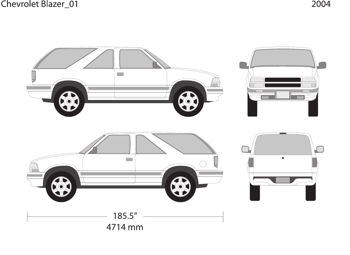 2004 Chevy Blazer vector wrap template V01, Design-Ready PDF - GravBase