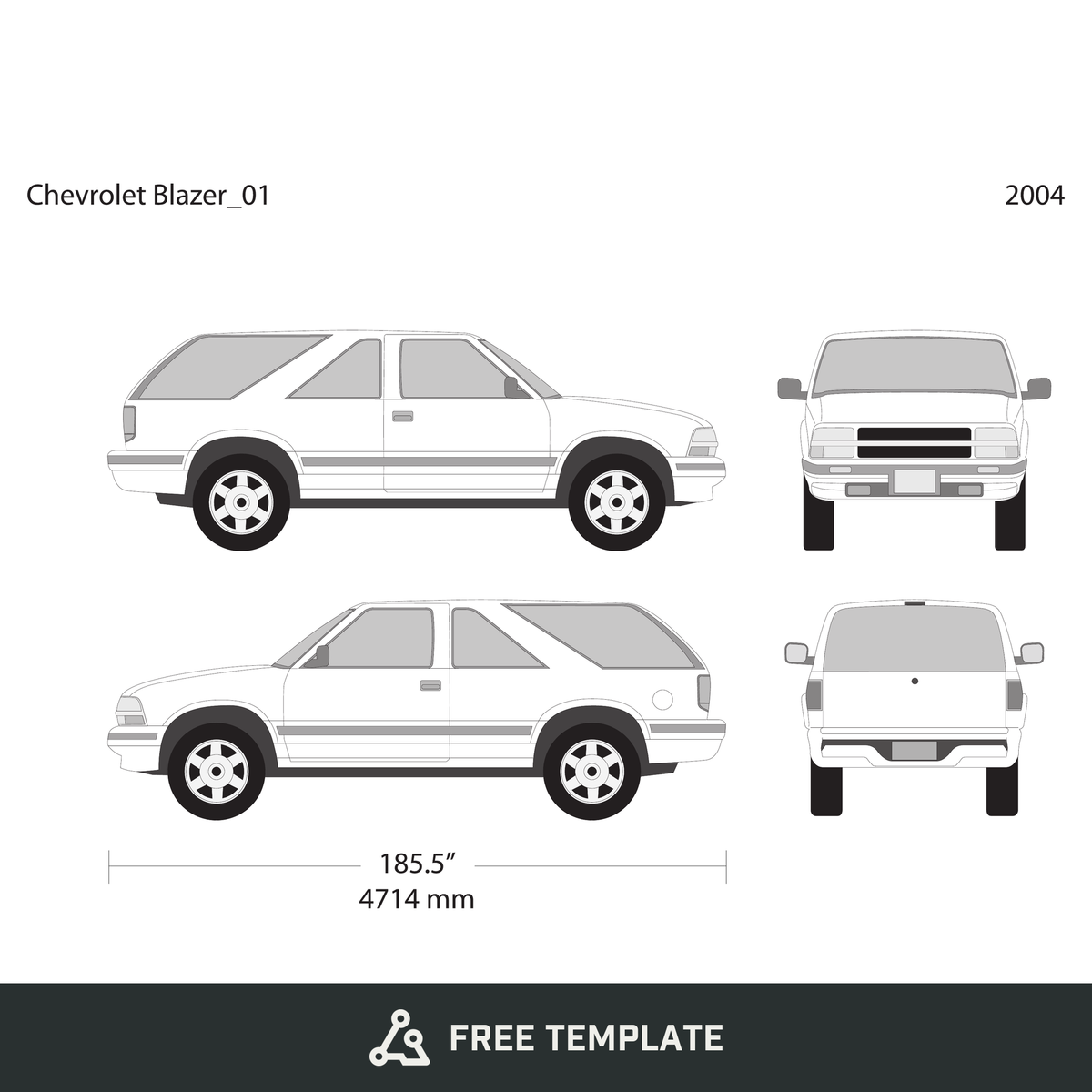 2004 Chevy Blazer free vector vehicle wrap template - GravBase