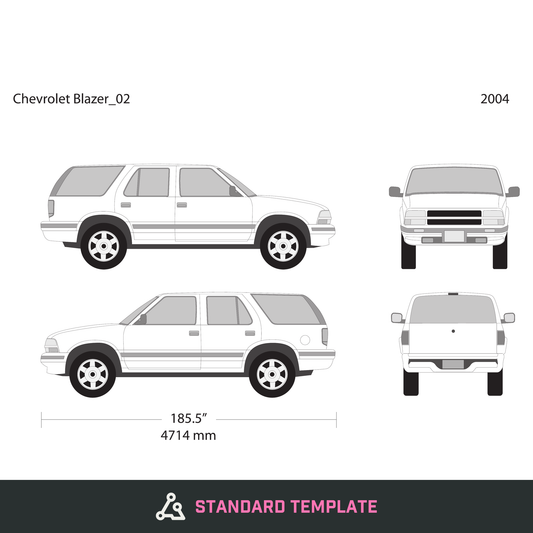2004 Chevy Blazer vector wrap template V02, Design-Ready PDF - GravBase