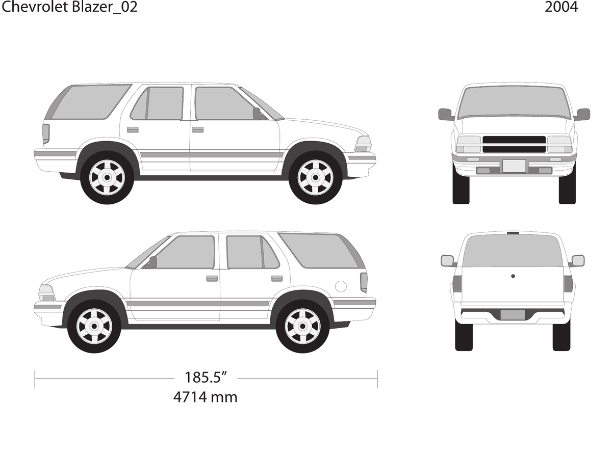 2004 Chevy Blazer vector wrap template V02, Design-Ready PDF - GravBase