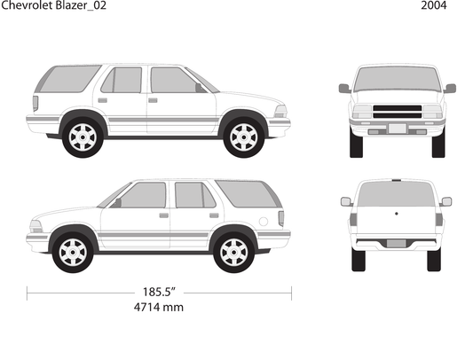 2004 Chevy Blazer vector wrap template V02, Design-Ready PDF - GravBase