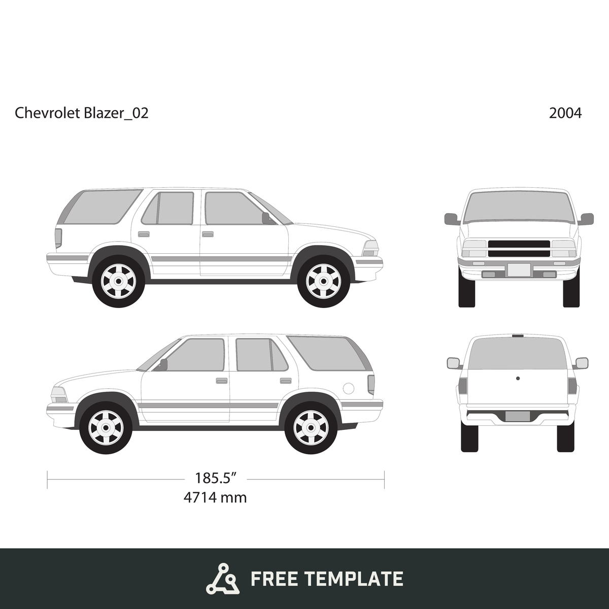 2004 Chevy Blazer free vector vehicle wrap template - GravBase