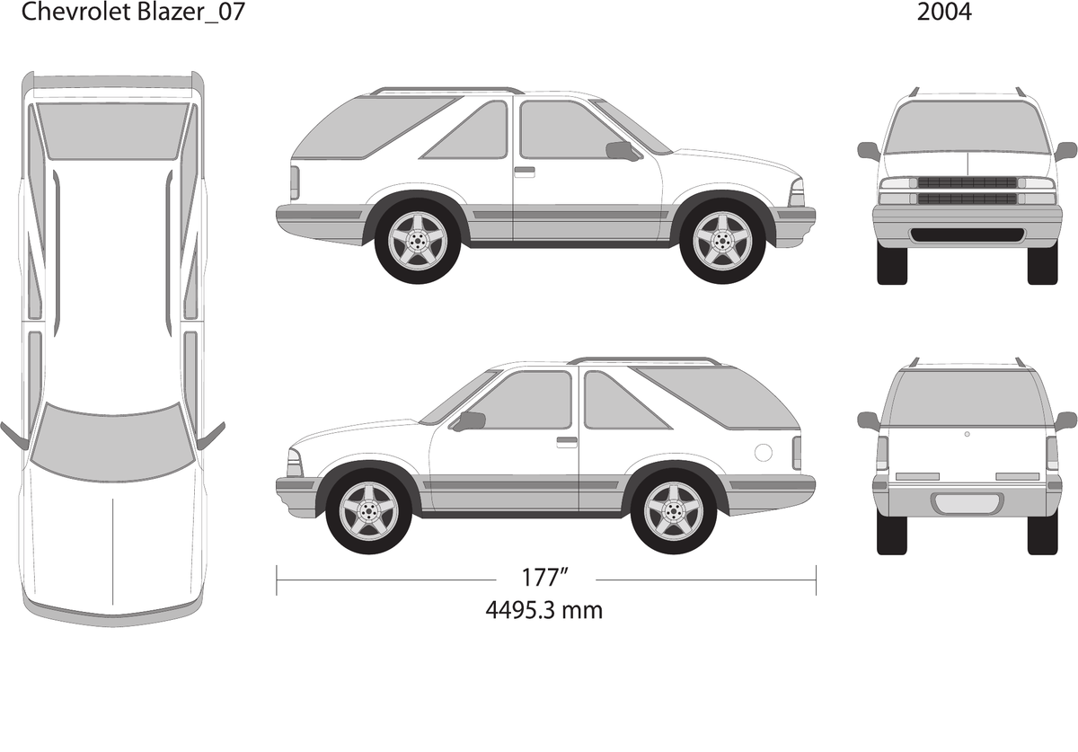 2004 Chevy Blazer vector wrap template V07, Design-Ready PDF - GravBase