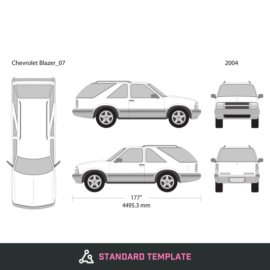 2004 Chevy Blazer vector wrap template V07, Design-Ready PDF - GravBase