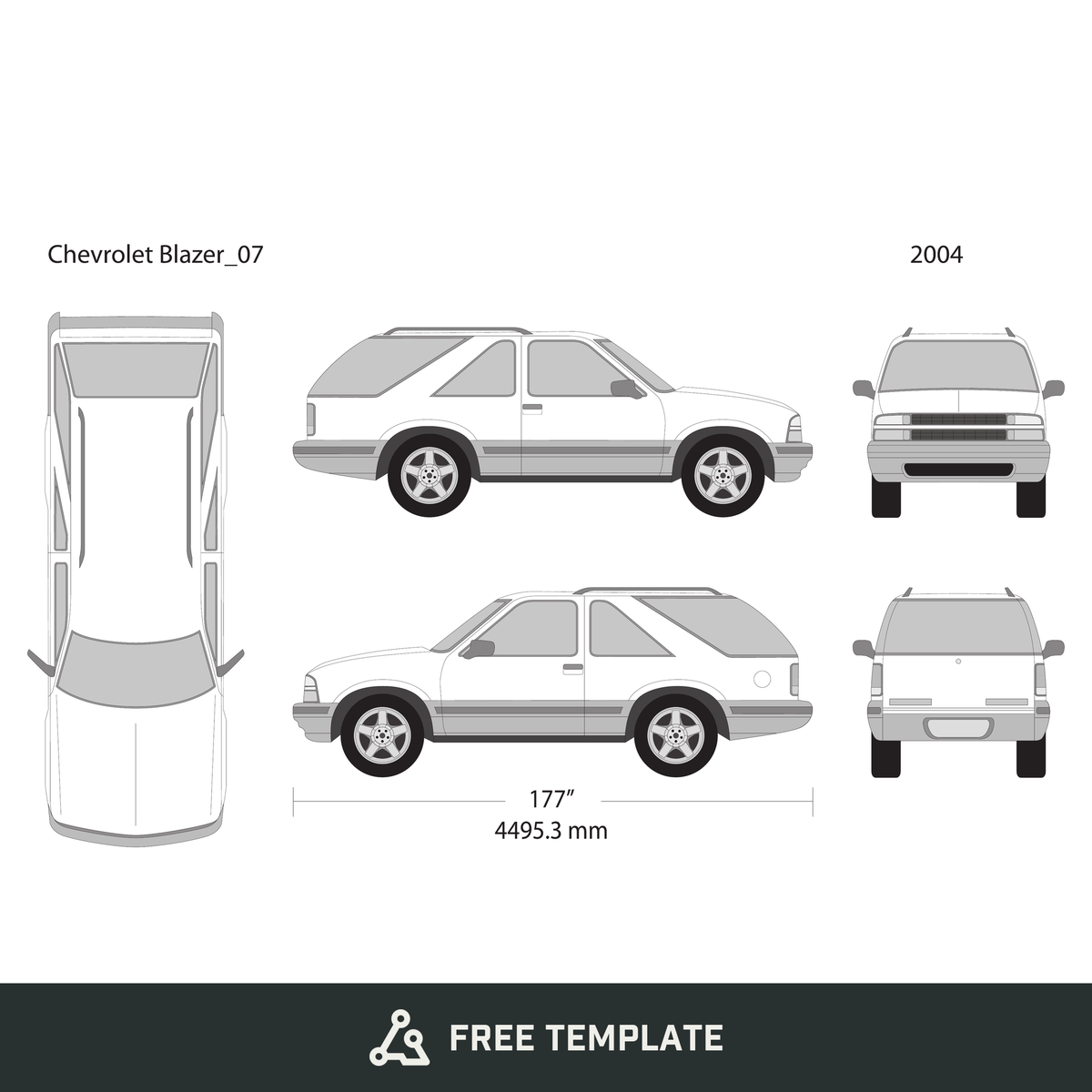 2004 Chevy Blazer free vector vehicle wrap template - GravBase
