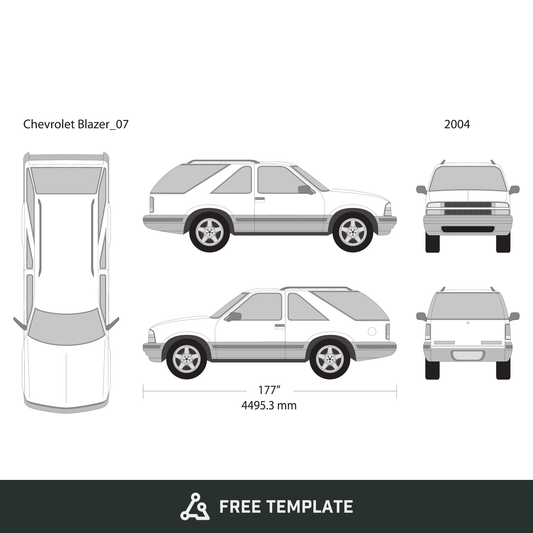 2004 Chevy Blazer free vector vehicle wrap template - GravBase