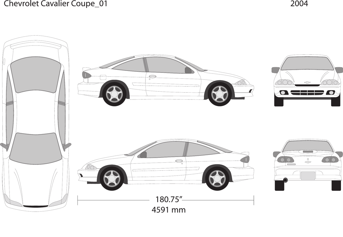 2004 Chevy Cavalier vector wrap template V01, Design-Ready PDF - GravBase