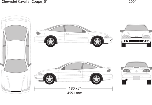 2004 Chevy Cavalier vector wrap template V01, Design-Ready PDF - GravBase