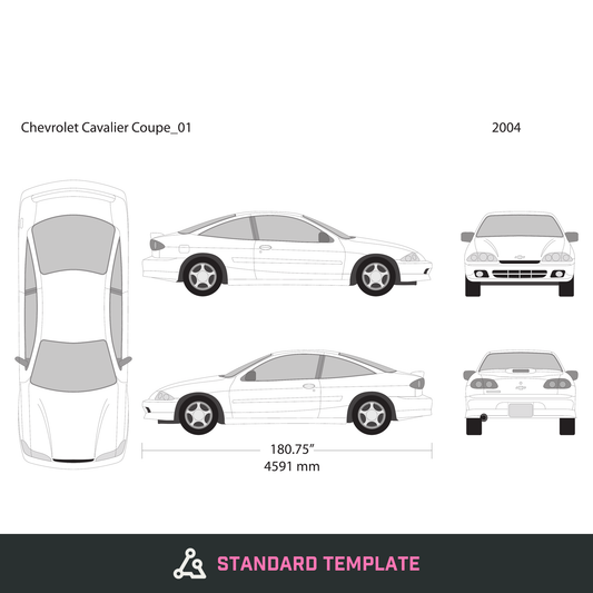 2004 Chevy Cavalier vector wrap template V01, Design-Ready PDF - GravBase