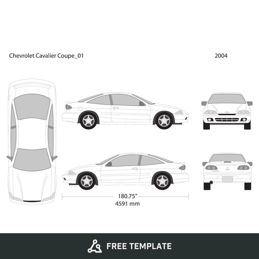 2004 Chevy Cavalier free vector vehicle wrap template - GravBase