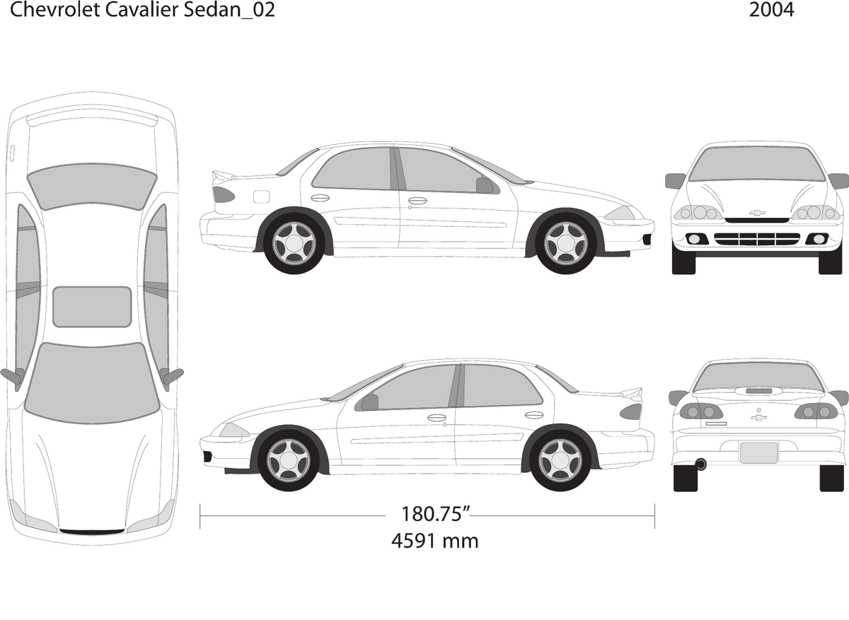 2004 Chevy Cavalier vector wrap template V02, Design-Ready PDF - GravBase