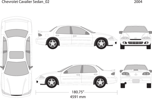 2004 Chevy Cavalier vector wrap template V02, Design-Ready PDF - GravBase