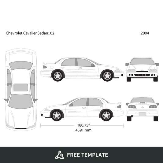 2004 Chevy Cavalier free vector vehicle wrap template - GravBase