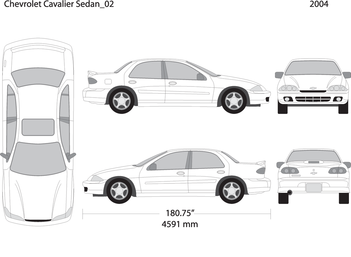 2004 Chevy Cavalier V02 Vehicle Wrap Template