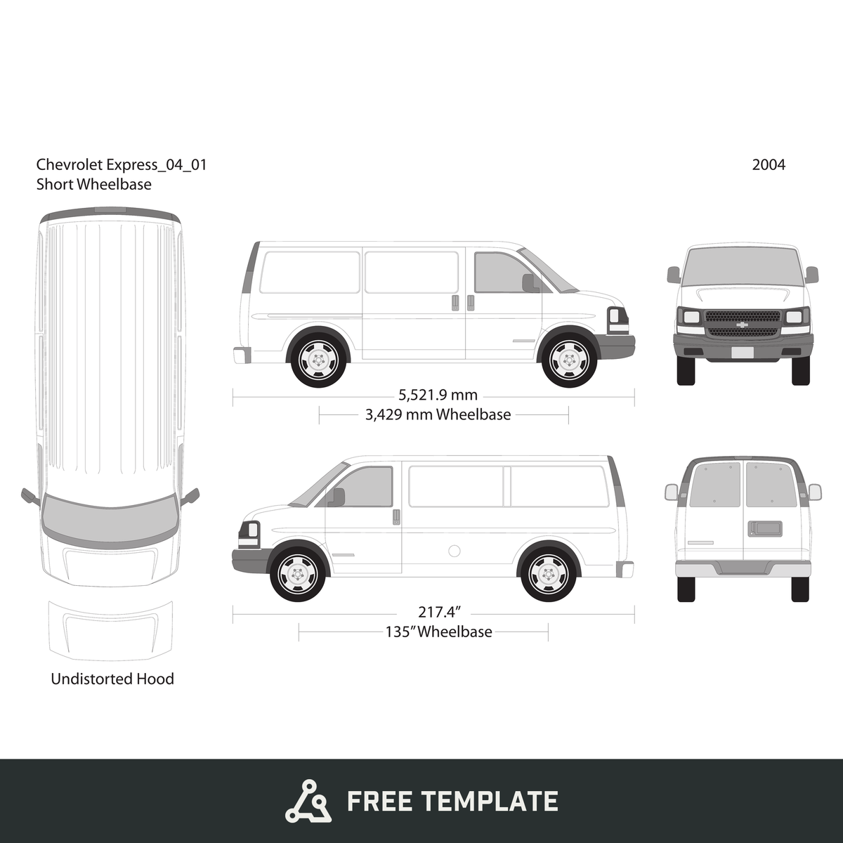 2004 Chevy Express free vector vehicle wrap template - GravBase
