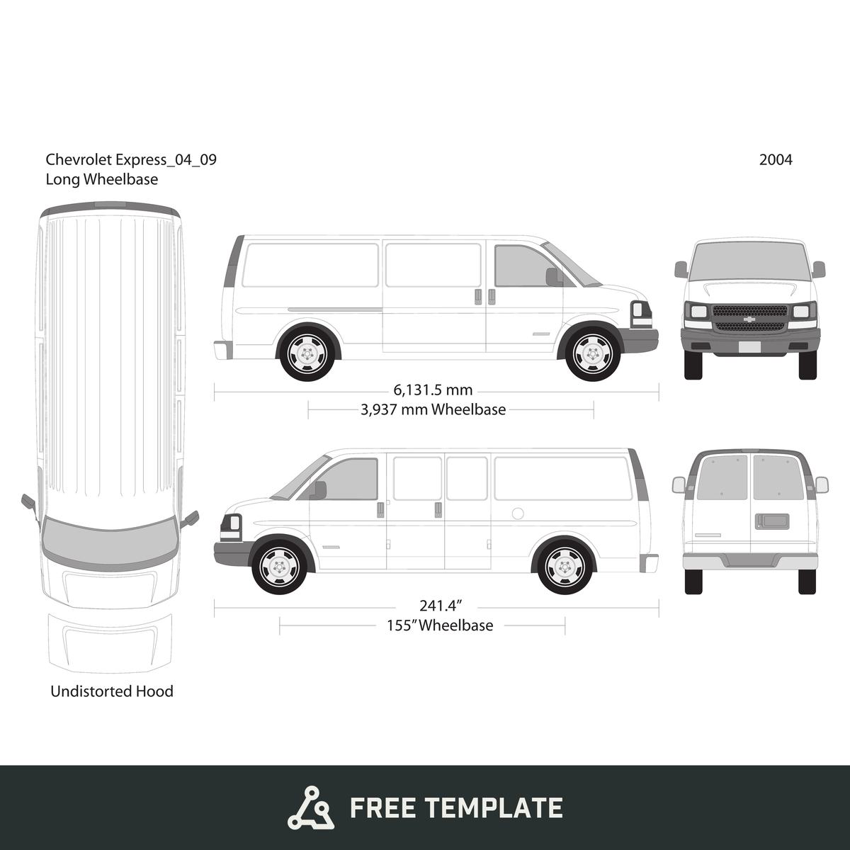 2004 Chevy Express free vector vehicle wrap template - GravBase