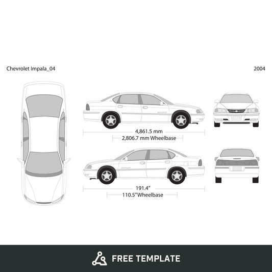 2004 Chevy Impala free vector vehicle wrap template - GravBase