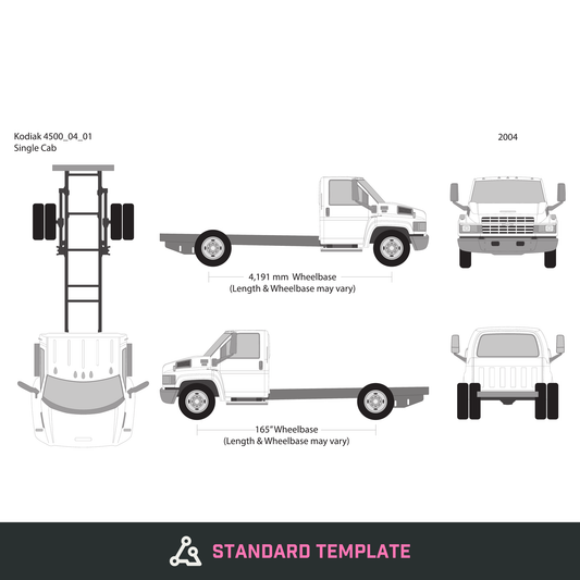 2004 Chevy Kodiak 4500 vector wrap template V01, Design-Ready PDF - GravBase