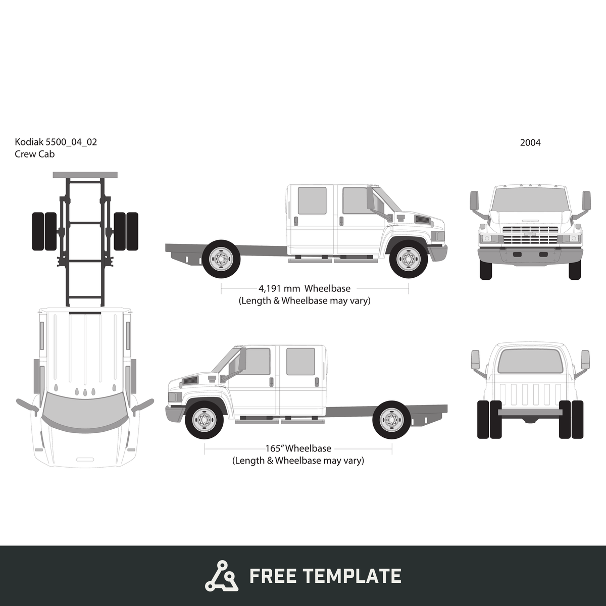 2004 Chevy Kodiak 5500 free vector vehicle wrap template - GravBase