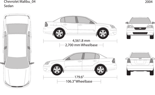2004 Chevy Malibu Vector Wrap Template - GravBase
