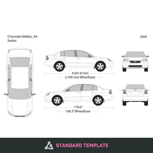 2004 Chevy Malibu vector wrap template, Design-Ready PDF - GravBase