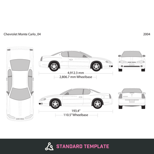 2004 Chevy Montcarl vector wrap template, Design-Ready PDF - GravBase