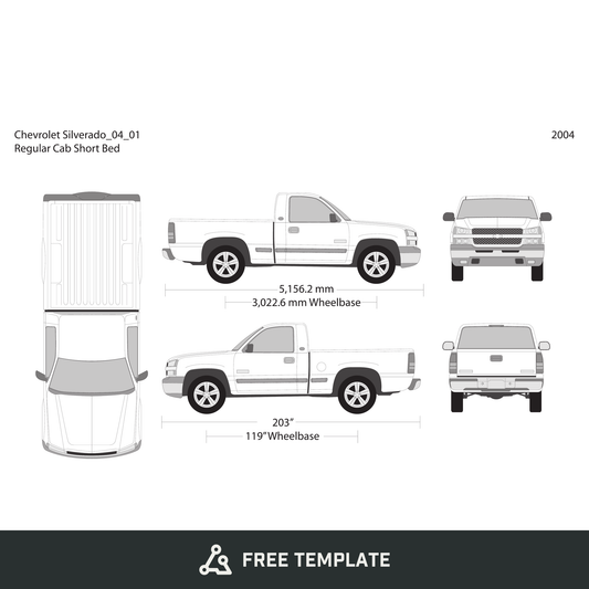 2004 Chevy Silverado 1500 free vector vehicle wrap template - GravBase