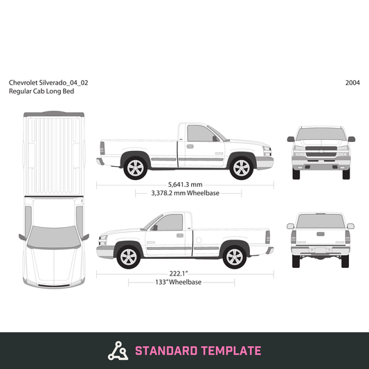 2004 Chevy Silverado 1500 vector wrap template V02, Design-Ready PDF - GravBase