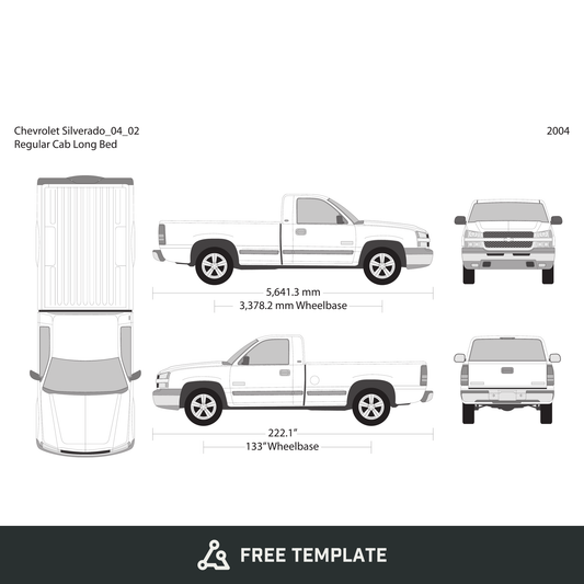 2004 Chevy Silverado 1500 free vector vehicle wrap template - GravBase