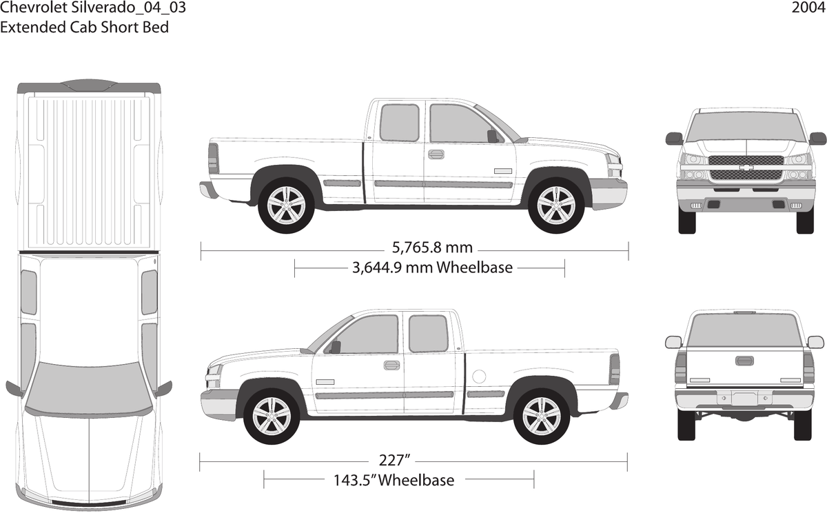 2004 Chevy Silverado 1500 vector wrap template V03, Design-Ready PDF - GravBase