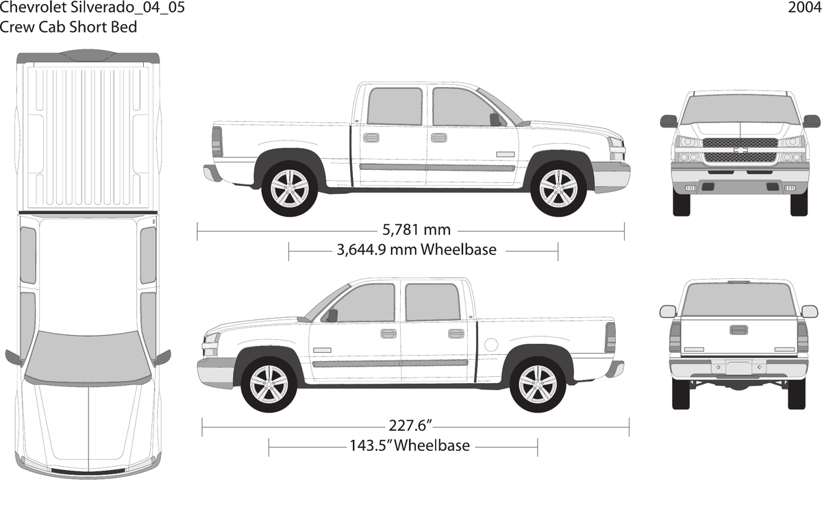 2004 Chevy Silverado 1500 vector wrap template V05, Design-Ready PDF - GravBase