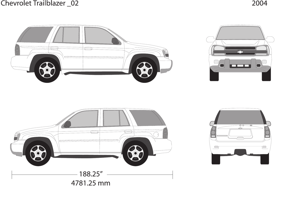 2004 Chevy Trailblazer vector wrap template V02, Design-Ready PDF - GravBase