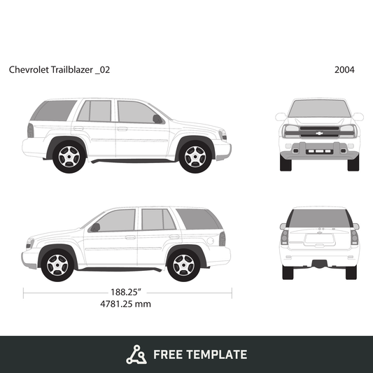 2004 Chevy Trailblazer free vector vehicle wrap template - GravBase