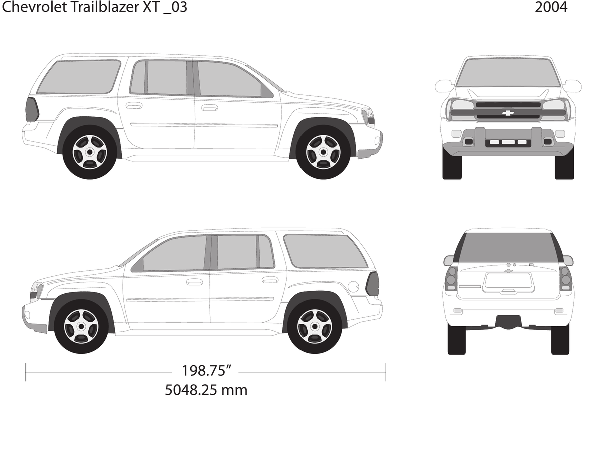 2004 Chevy Trailblazer vector wrap template V03, Design-Ready PDF - GravBase
