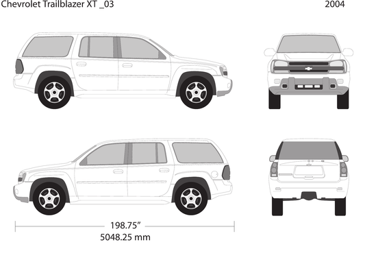 2004 Chevy Trailblazer vector wrap template V03, Design-Ready PDF - GravBase